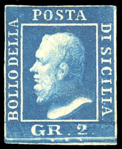 1859 - 2 grana azzurro vivo, III ... 
