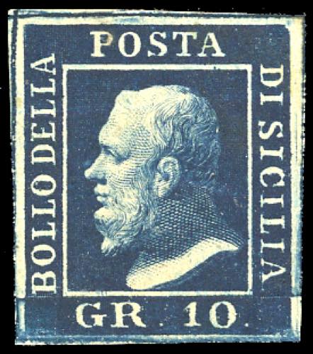 1859 - 10 grana indaco nero (12a), ... 
