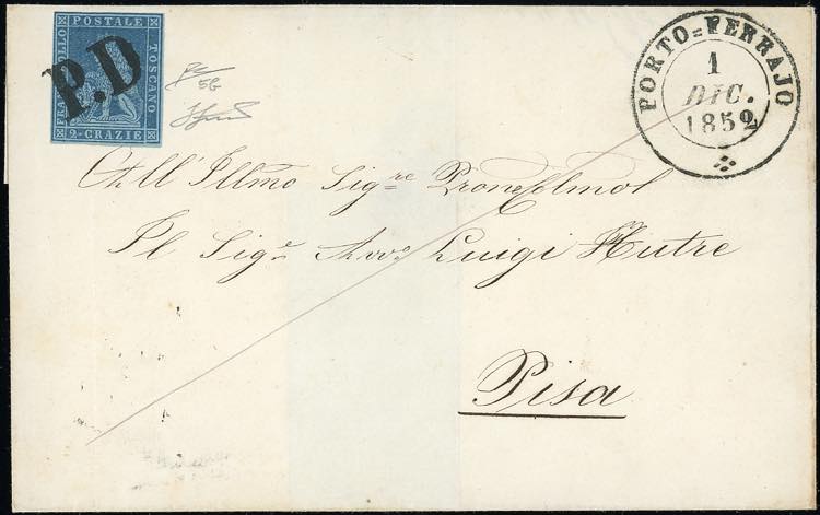 1852 - 2 crazie azzurro vivo su ... 