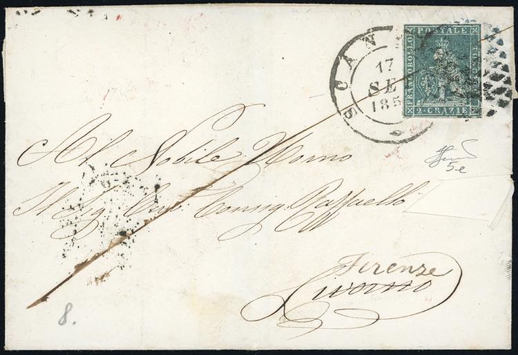 1851 - 2 crazie azzurro verdastro ... 