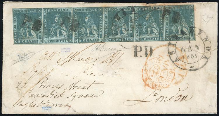 1857 - 2 crazie azzurro verdastro ... 