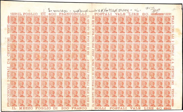 1925 - 20 cent. arancio brunastro, ... 