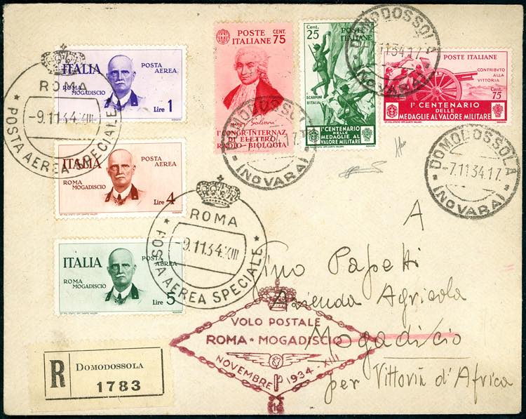 1934 - 1 lira, 4 lire, 5 lire Volo ... 