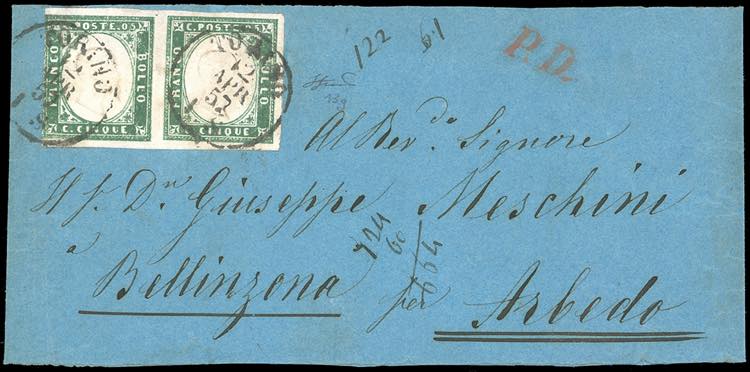 SARDEGNA-SVIZZERA 1857 - 5 cent. ... 