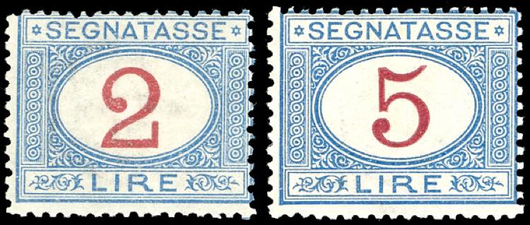 1903 - 2 lire e 5 lire azzurro e ... 