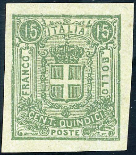 1863 - 15 cent. verde su verdino, ... 