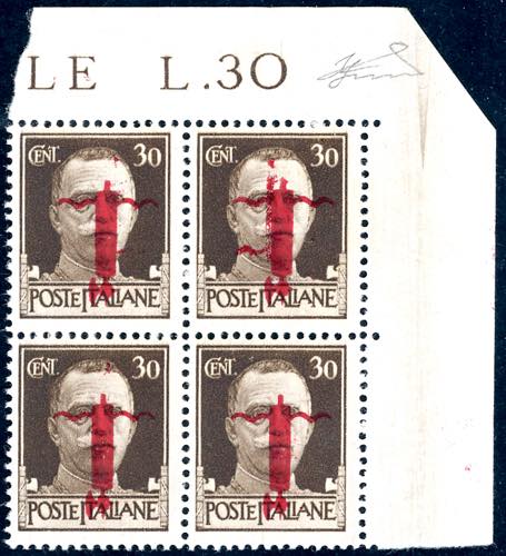 1944 - 30 cent. blocco di quattro ... 