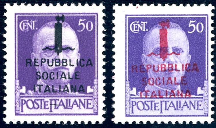 1944 - 50 cent. soprastampa su tre ... 