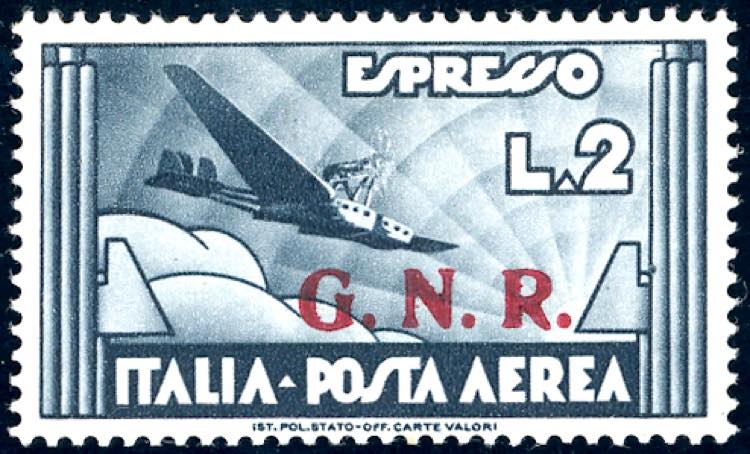 1943 - 2 lire, soprastampa G.N.R. ... 