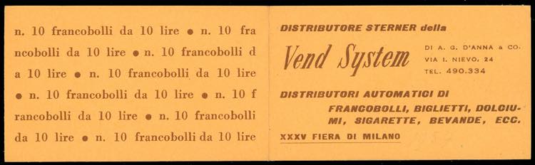 1957 - Libretto Vend System, XXXV ... 