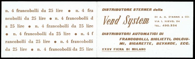 1957 - Libretto Vend System, XXXV ... 
