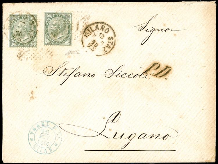 REGNO DITALIA-SVIZZERA 1870 - 5 ... 