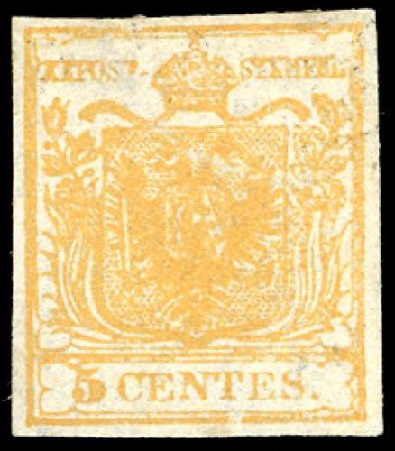 1850 - 5 cent. arancio (1h), ... 