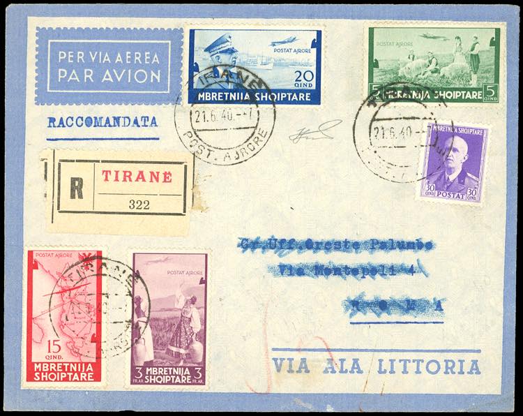 ALBANIA POSTA AEREA 1940 - 5 q., ... 