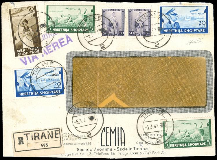 ALBANIA POSTA AEREA 1941 - 5 q., ... 