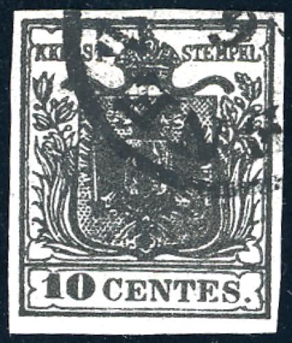 1850 - 10 cent. nero carbone, ... 