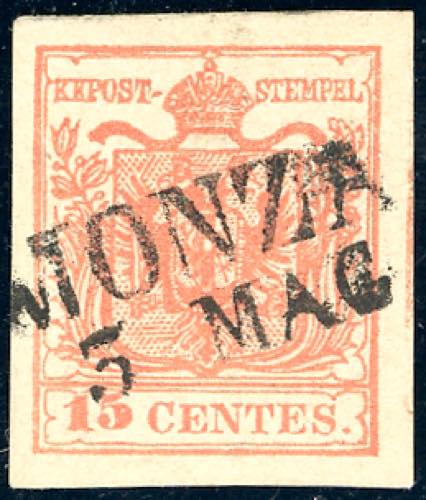1852 - 15 cent. rosso salmone, III ... 