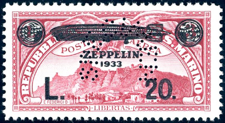 1933 - 20 lire su 3 lire carminio ... 