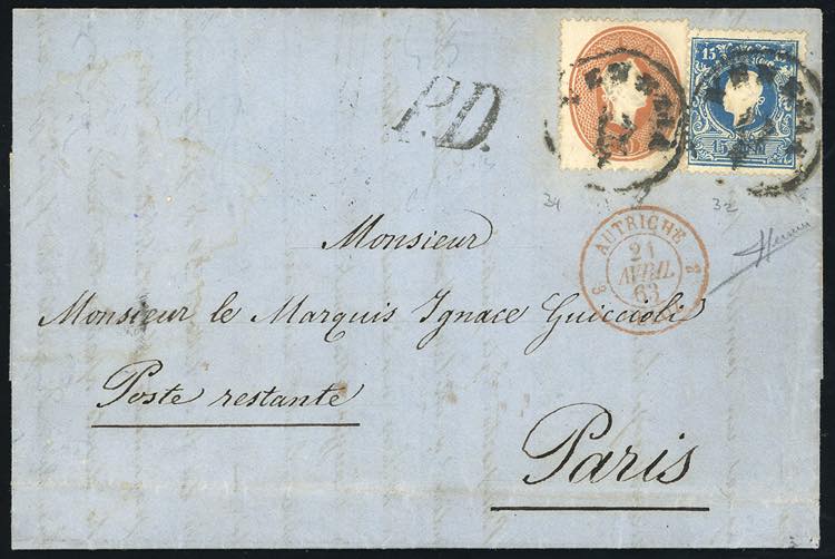1863 - 15 soldi azzurro, II tipo e ... 
