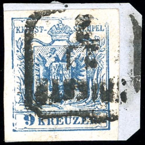 AUSTRIA 1854 - 9 k. azzurro, carta ... 