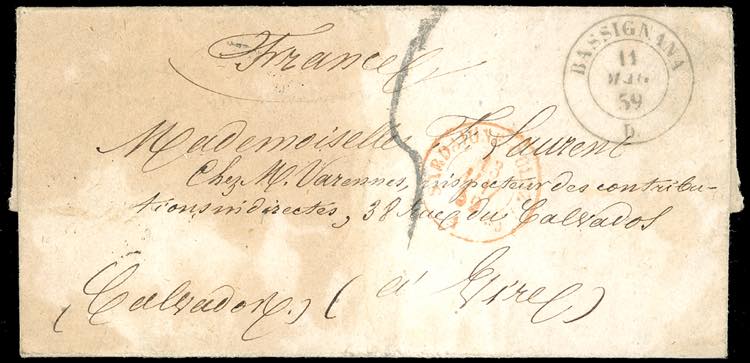 1859 - Lettera non affrancata da ... 