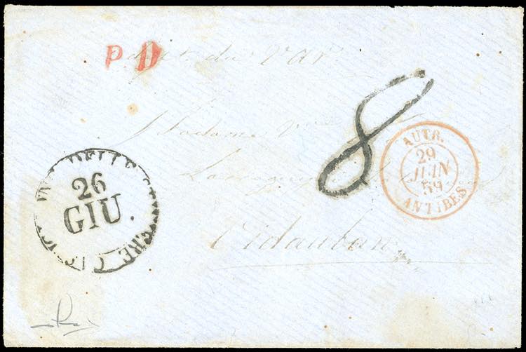 1859 - Busta non affrancata da ... 