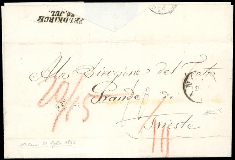 1859 - Lettera non affrancata da ... 