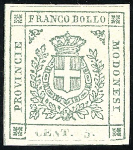1859 - 5 cent. verde (12), nuovo, ... 