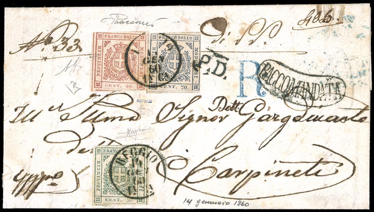 1860 - 40 cent. rosa carminio, 20 ... 