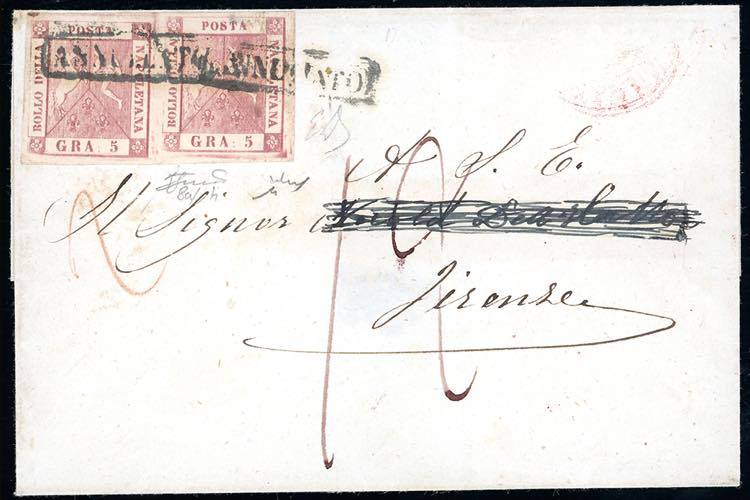 1858 - 5 grana rosa lillaceo, I ... 