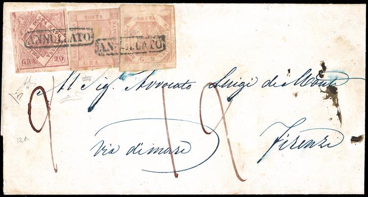 1858 - 20 grana rosa lillaceo I ... 