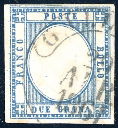 1861 - 2 grana azzurro, filetto ... 