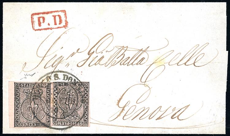 1858 - 15 cent. rosa (3), due ... 