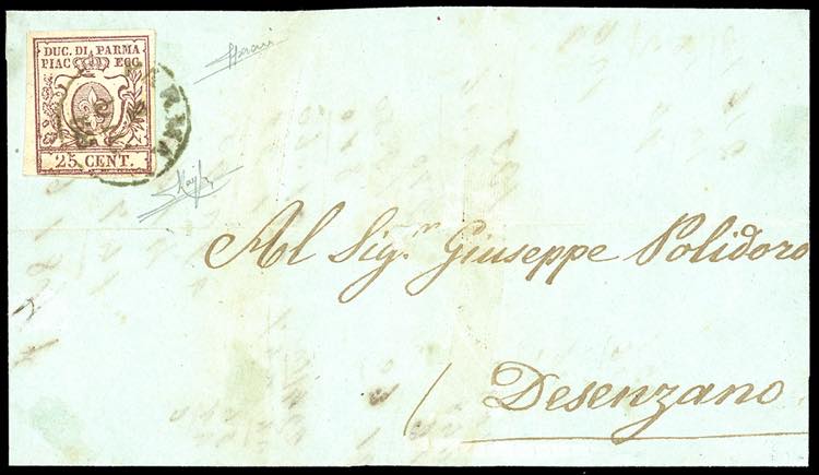 1858 - 25 cent. bruno lilla (10), ... 