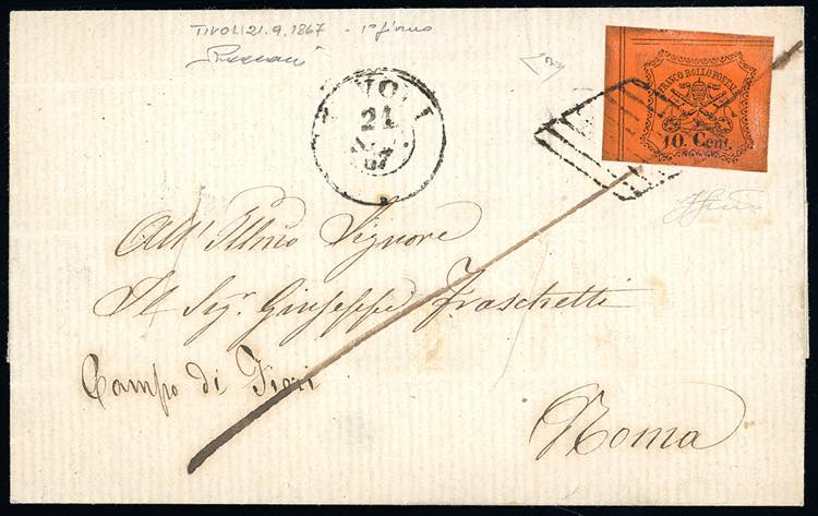 1867 - 10 cent. vermiglio arancio ... 