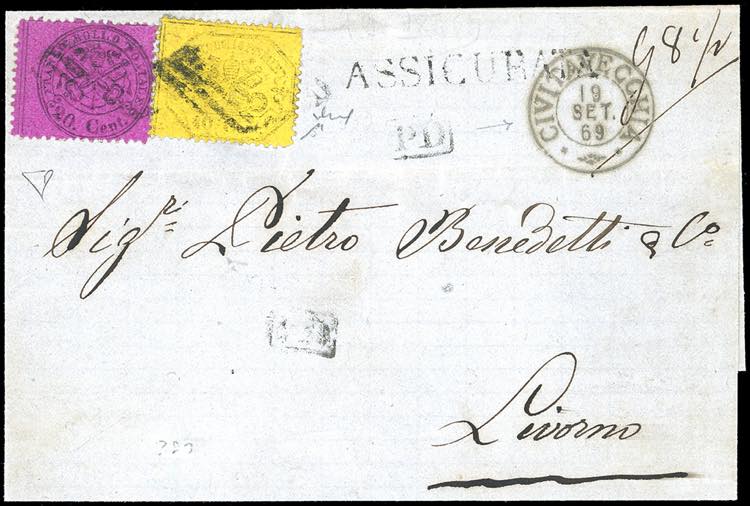 1869 - 20 cent. lillia rosa e 40 ... 