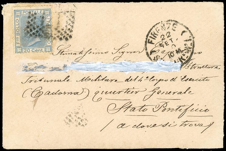 1870 - 20 cent. celeste, tiratura ... 