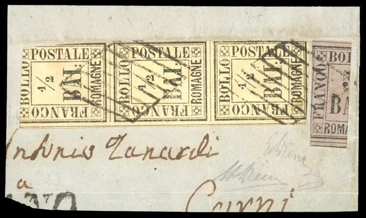 1859 - 5 baj violetto, frazionato ... 