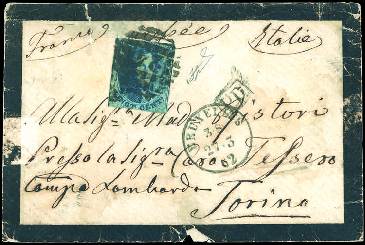 SARDEGNA-BELGIO 1862 - Bustina da ... 