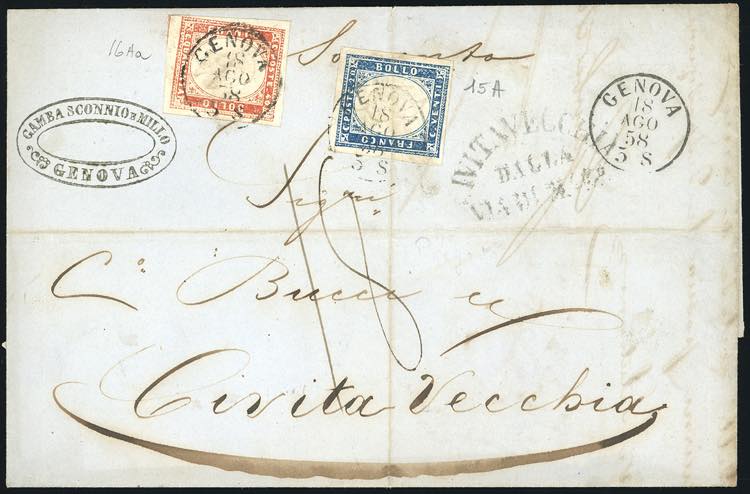 1858 - 20 cent. azzurro ... 