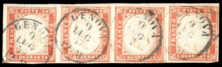 1855 - 40 cent. vermiglio (16a), ... 