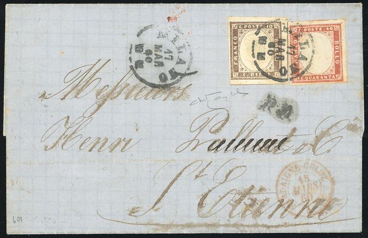 1860 - 40 cent. rosso mattone, 10 ... 
