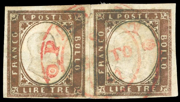 1861 - 3 lire rame vivo (18A), due ... 