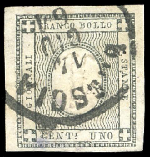 1861 - 1 cent. grigio nero, CIFRA ... 