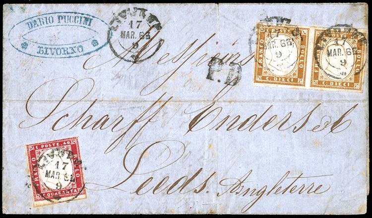 SARDEGNA-GRAN BRETAGNA 1863 - 10 ... 