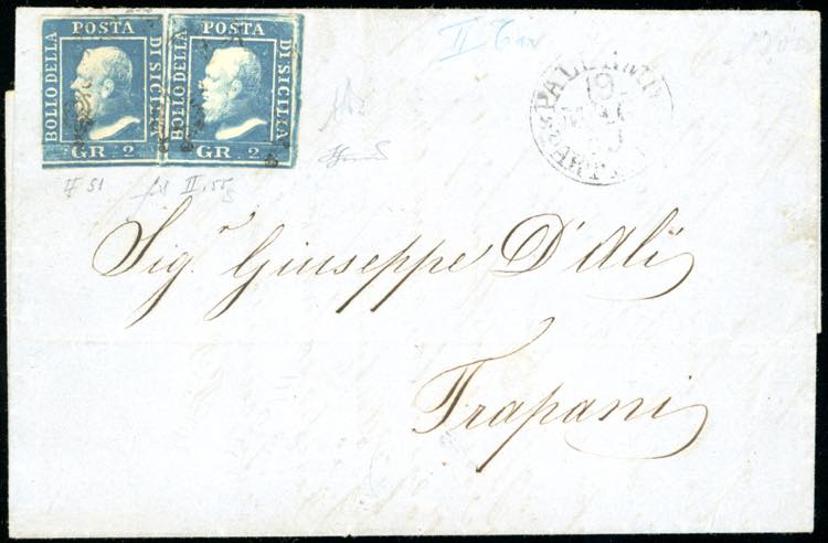 1859 - 2 grana azzurro, II tavola ... 