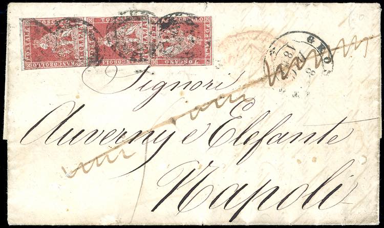 1854 - 1 crazia carminio chiaro su ... 