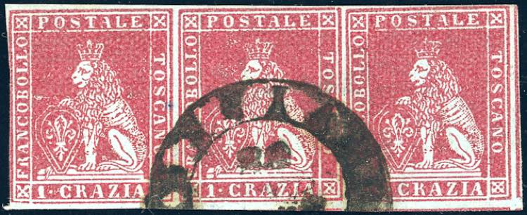 1851 - 1 crazia carminio su grigio ... 