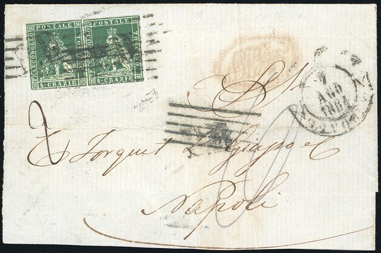 1854 - 4 crazie verde su grigio ... 