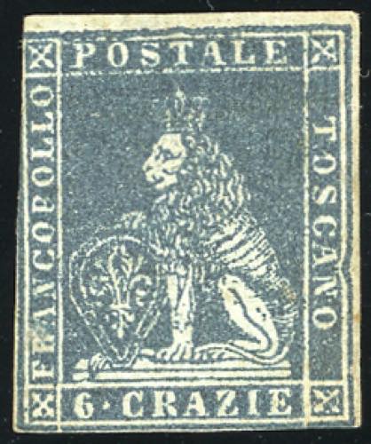 1851 - 6 crazie ardesia su grigio, ... 